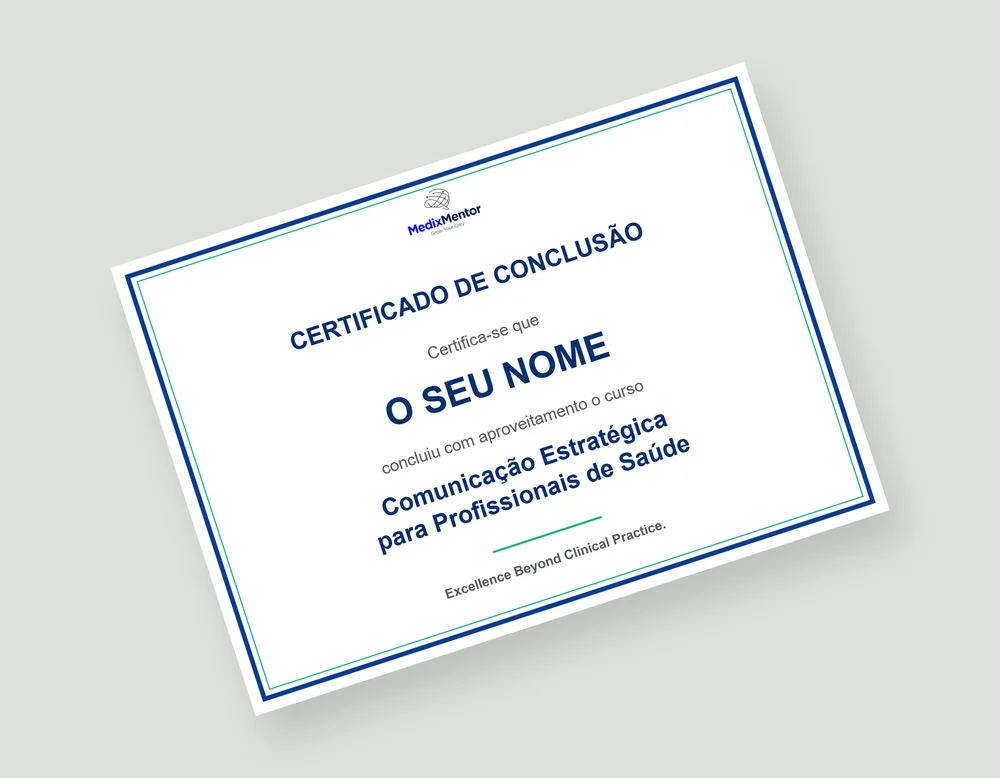 Maquete do certificado de conclusão MedixMentor